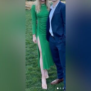 Reformation Vibrant Green Long Sleeve Dress 6